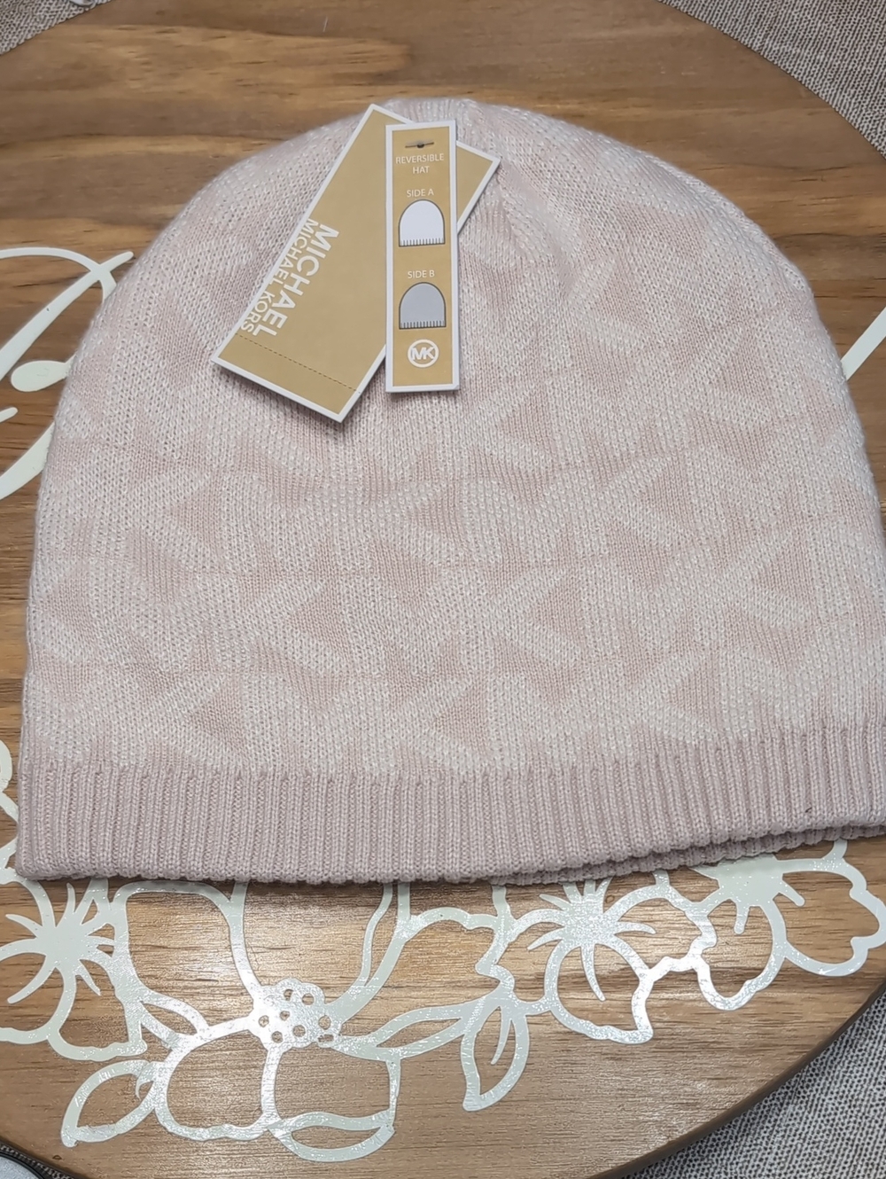 Michael Kors Light Pink Reversible Knit Beanie
